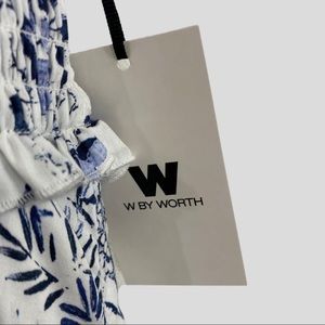 W by Worth | Dresses | W By Worth White And Blue Floral Smocked Cotton ...